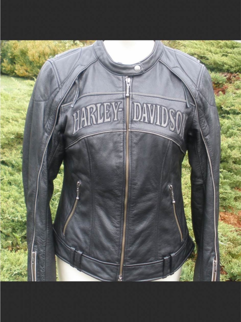 Harley-Davidson Black Women's Leather Riding Jacket with Chest Logo